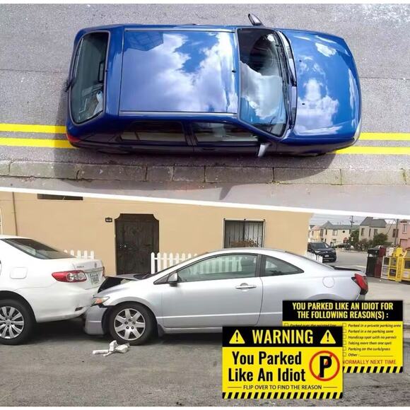 50 ⚠️YOU PARKED LIKE AN IDIOT Bad Cards Fake Ticket Prank Joke Gag Gift - Picture 3 of 6